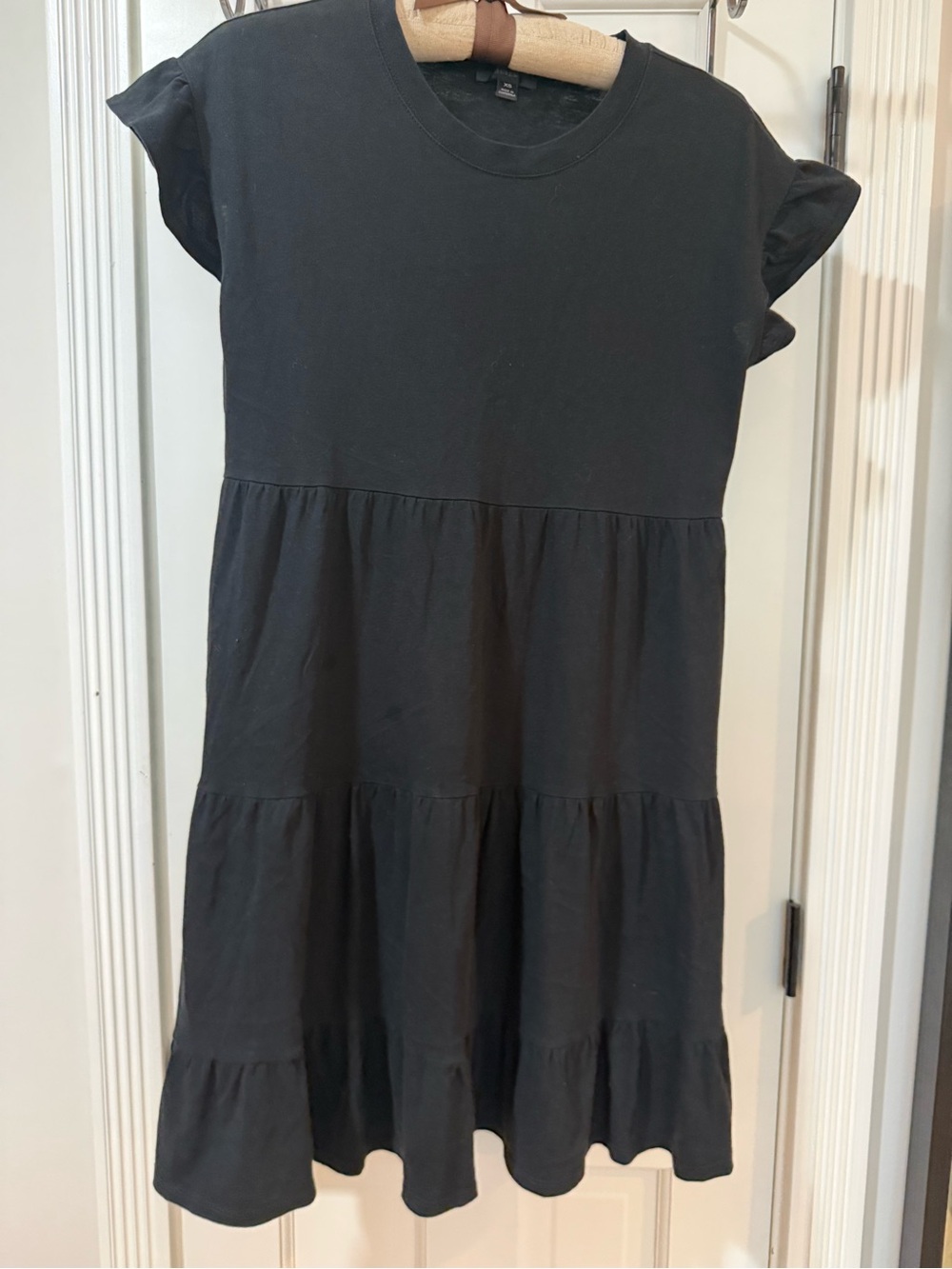 J. Crew Black Tiered Ruffle Sleeve Dress